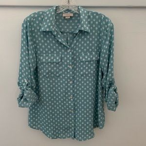 Teal Acorn Print Blouse